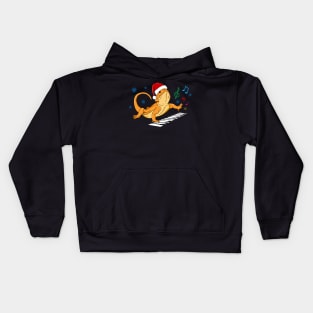 Cute Bearded Dragon Christmas Hat Piano Kids Hoodie